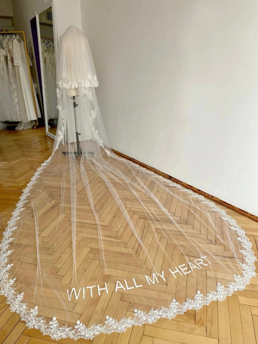 Wedding Veil 2 layers lace veil with embroidery royal 4  display picture 3