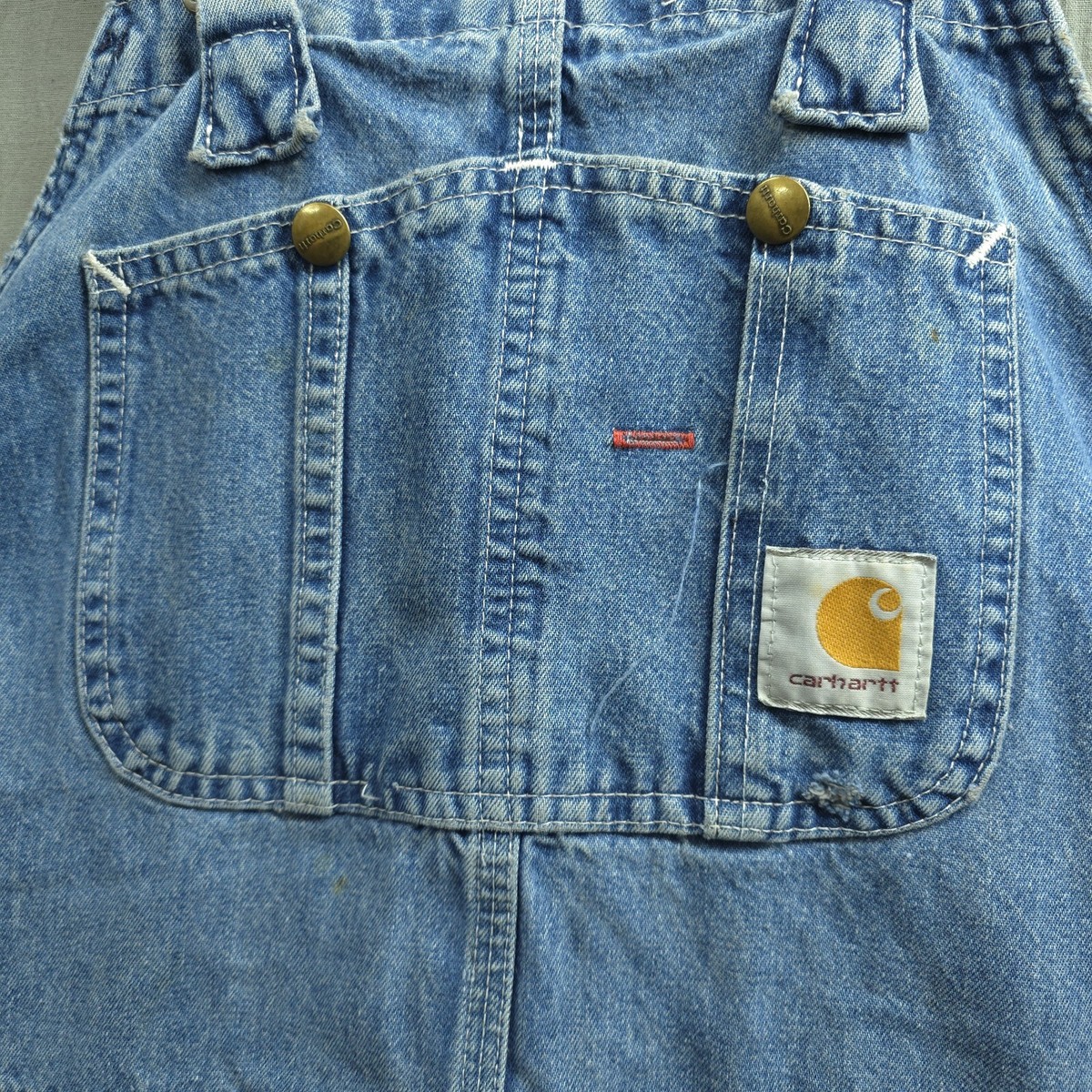 Vtg Carhartt Overalls Mens 44x30 USA Made Denim Bib Carpenter Work