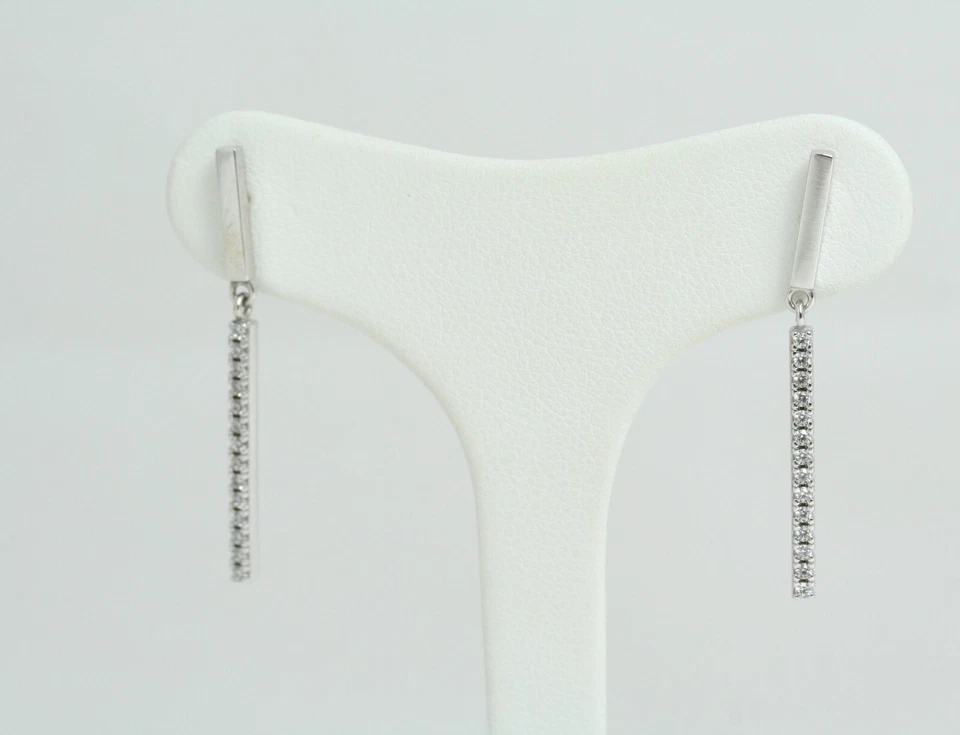 Orecchini pendenti da donna Tennis in Oro Bianco 18 Kt e Zirconi nuovi - Immagine 3 di 4