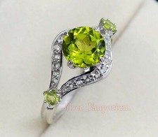 Natural Peridot Gemstone 925 Sterling Silver August Birthstone Engagement Ring