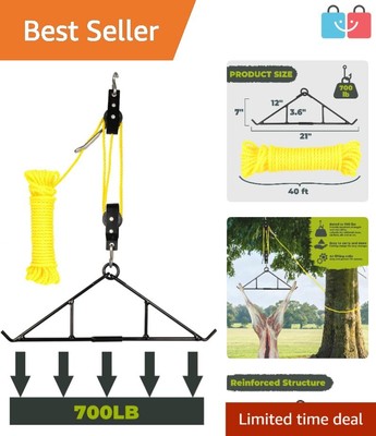 Versatile Game Hoist Kit with Self-Locking Pulley - 600 lbs Minimum Strength