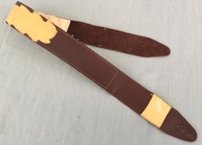 Vtg Silver Eagle Two-Tone Genuine Leather 3" Wide Guitar Strap Made in USA