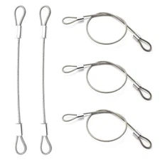 5 Pack 12 Inch Stainless Steel Cable w/ Loops for Luggage Packages Lights Fences