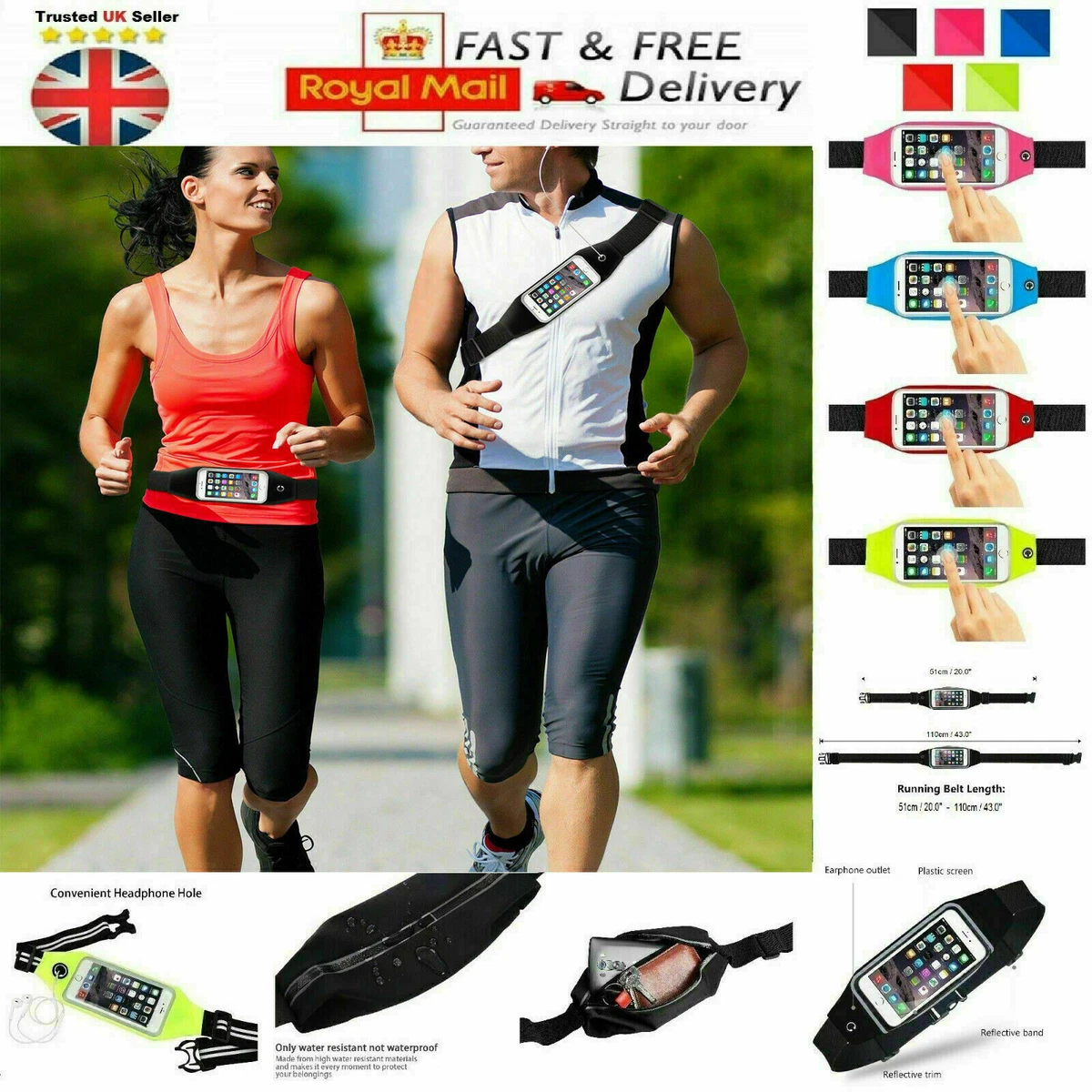 WaistBand Phone Holder Case Sports Gym Running Jogging Belt Bag