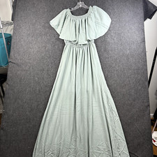 Show Me Your MuMu Hacienda Dress Women's Medium Green Mint Maxi Slit Off Shoulde