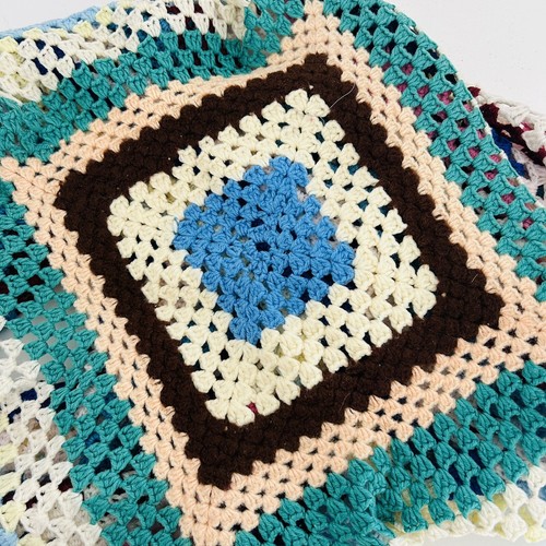 Crochet blanket Throw Granny Squares Handmade Large 64” X 64” Rainbow 60s 70s - Picture 6 of 24