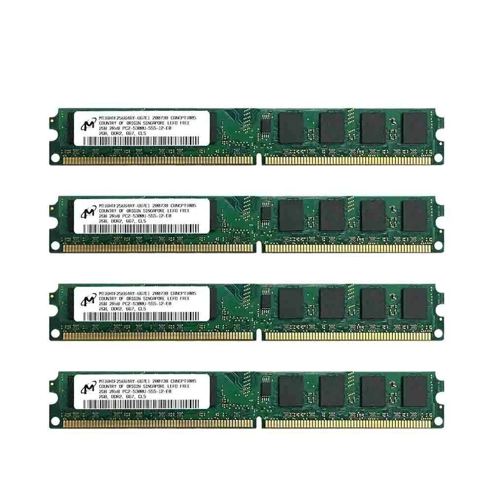 8GB 4x 2GB DDR2 667MHz PC2-5300U 240Pin Intel Desktop Memory SDRAM Micron ZT BT - Image 2 of 4