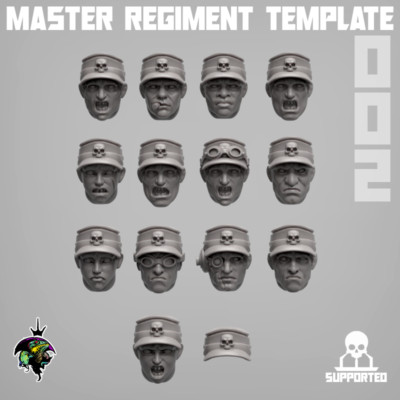 Imperial Master Regiment Template set 2 Kit 13 Heads Jungle Reptilian Overlords