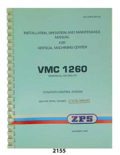 ZPS Vertical Machining Center VMC1260 Maint, Service, Op,Parts, Manuals #2155-57 - Picture 2 of 4