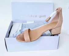 Sz 9.5 Madden Girl Womens Ileana Heels Sandals Blush Open Toe Faux Suede Shoes