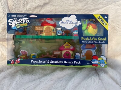 Smurfs Micro Village Papa Smurf & Smurfette Deluxe Pack Jakks 2013 New