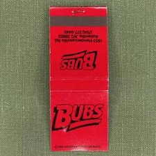 Vintage Matchbook Bubs Asheville North Carolina Matches Unstruck
