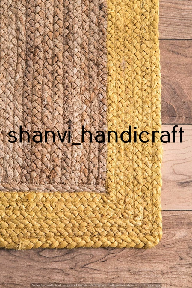 Natural Braided Rug Jute Rectangle 3x4 Feet Rug Home Decor Carpet Area Rugs Mat - Image 4 of 4