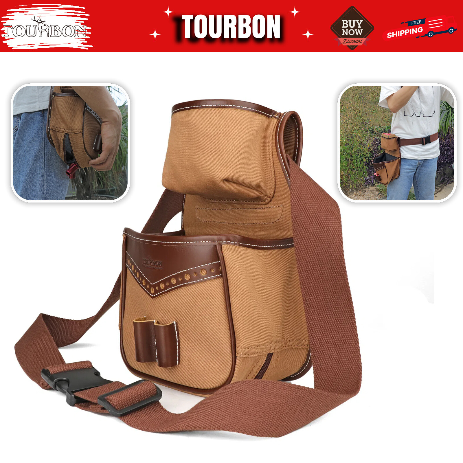 Skeet Trap Shooting Ammo Case Belt Carrier Bag Spent Shell Carry Pouch-TOURBON