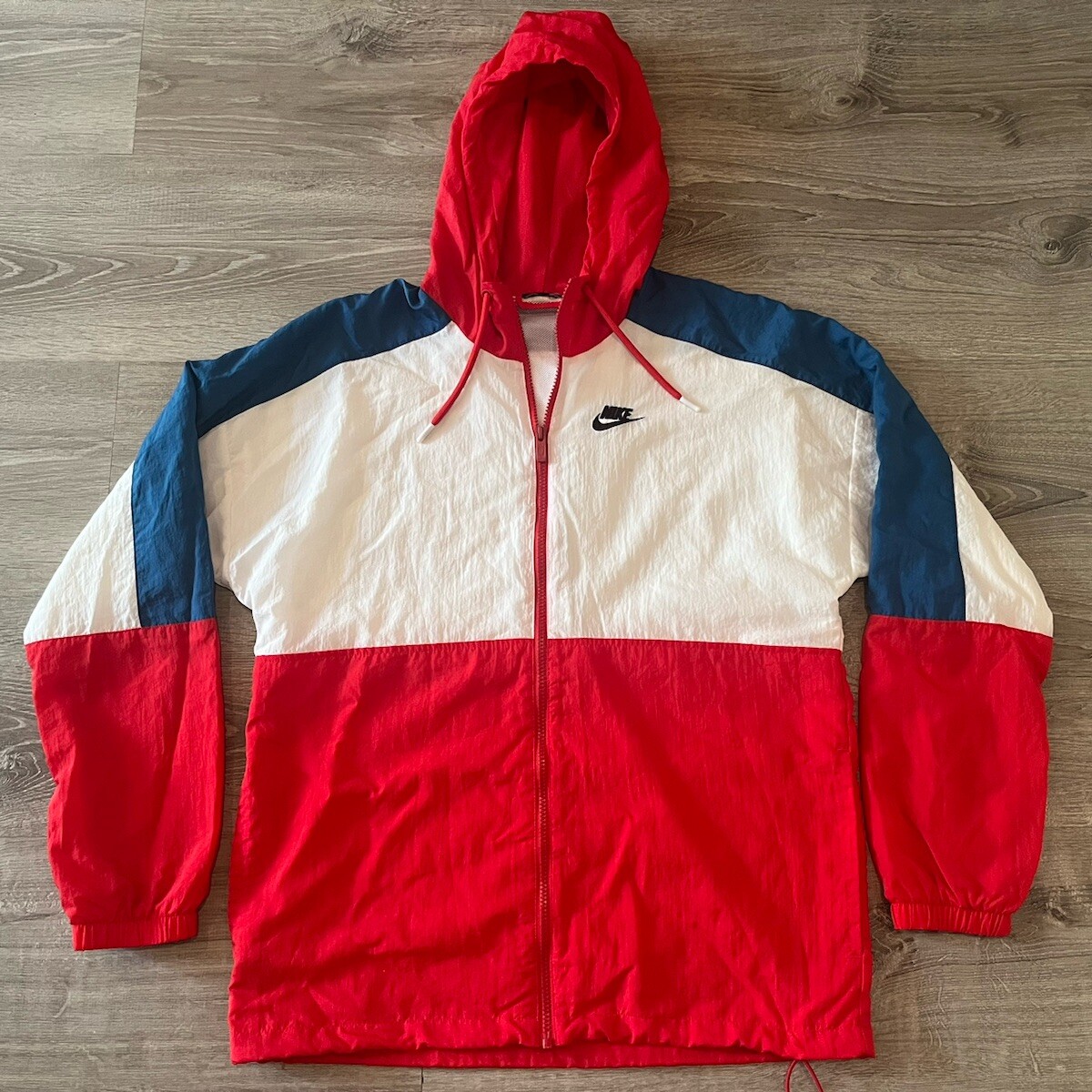 Nike Jacket CJ4560 Retro Windbreaker Mens Medium Windrunner Red Blue White