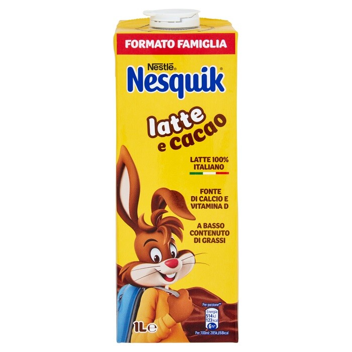 Nestle Nesquik Latte e Cacao Formato Famiglia Offerta 4 Confezioni da 1 Litro