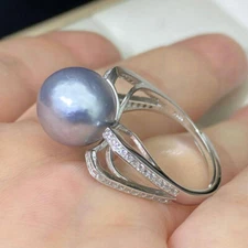 Luxury S925 Pearl Ring w/CZs, Wedding Ring Diy, Semi-mount Ring Setting Base