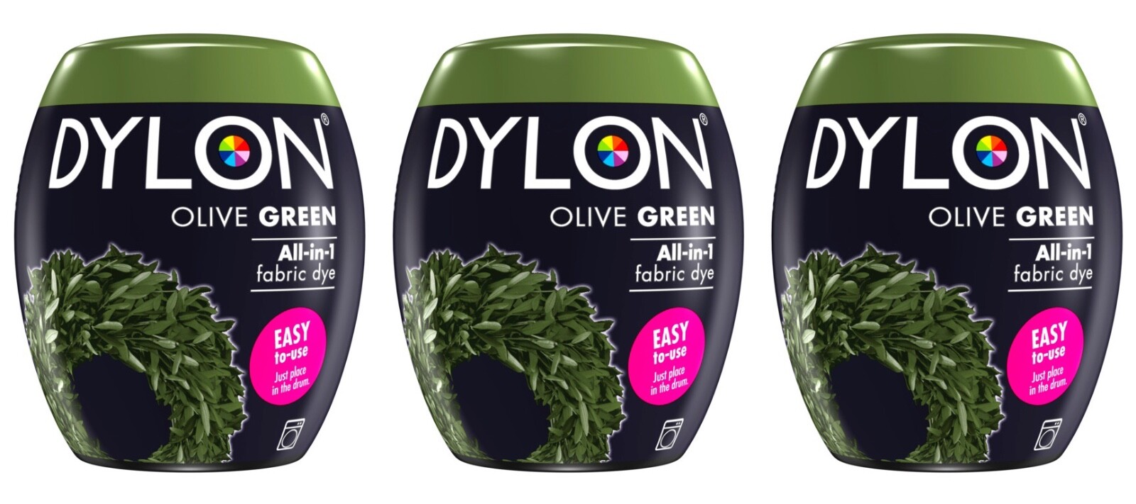 3x Dylon All-in-1 Washing Machine Fabric & Clothes Dye Pod - Olive Green - Image 12