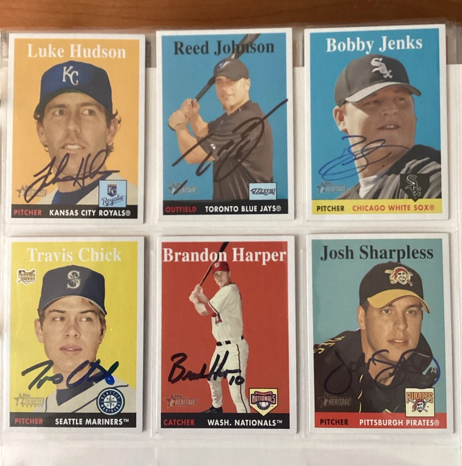 TOPPS HERITAGE BASEBALL SIGNED AUTOGRAPHED CARDS 2001, 2002, 2003, 2004, 07, 09 - Image 4 of 4