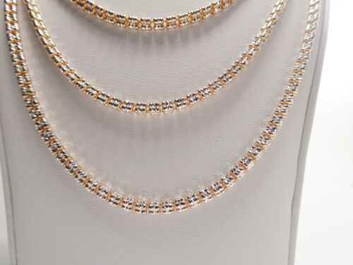 REAL 925 STERLING SILVER 3MM ICE LINK ROSE GOLD CHAIN BRACELET NECKLACE - Picture 2 of 15