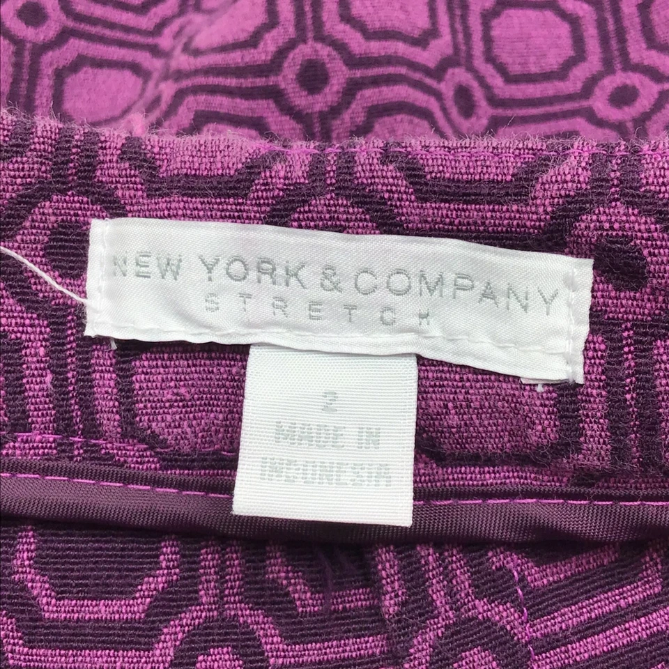 NY&C/Púrpura Geométrico Enrejado Espalda Cremallera Abertura Lápiz Rodilla Recta Falda Talla 2 Foto 4 de 4