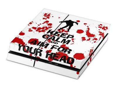 Sony Playstation 4 PS4 Aufkleber Skin Sticker Skins Folie Keep Calm Zombie White