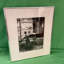 PUSHING STOUT, figure, worker, etching, nostalgia, antique, architecture, print