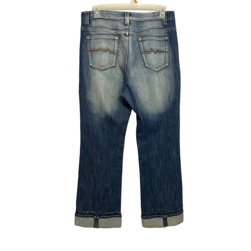 JENNY JO Dark Hi-Rise Jeans Juniors 17/18 Distressed Cuffs Whitewash Whiskering - Picture 18 of 20
