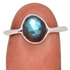 Natural Faceted Labradorite - Madagascar 925 Silver Ring Jewelry s.8 CR71742