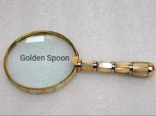 Magnifying Glass 3"Lens Vintage Brass Mother of Pearl Handle Reading Book Gift