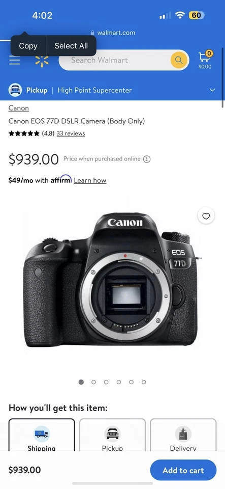 Canon EOS 77D 24.2 MP Digital SLR Camera with EF-S 18-55mm &75-300mm Lens + more - Image 2 of 4