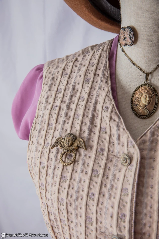 Lavender Tan Steampunk Costume Large Victorian Top Hat Goggles - Image 4 of 4