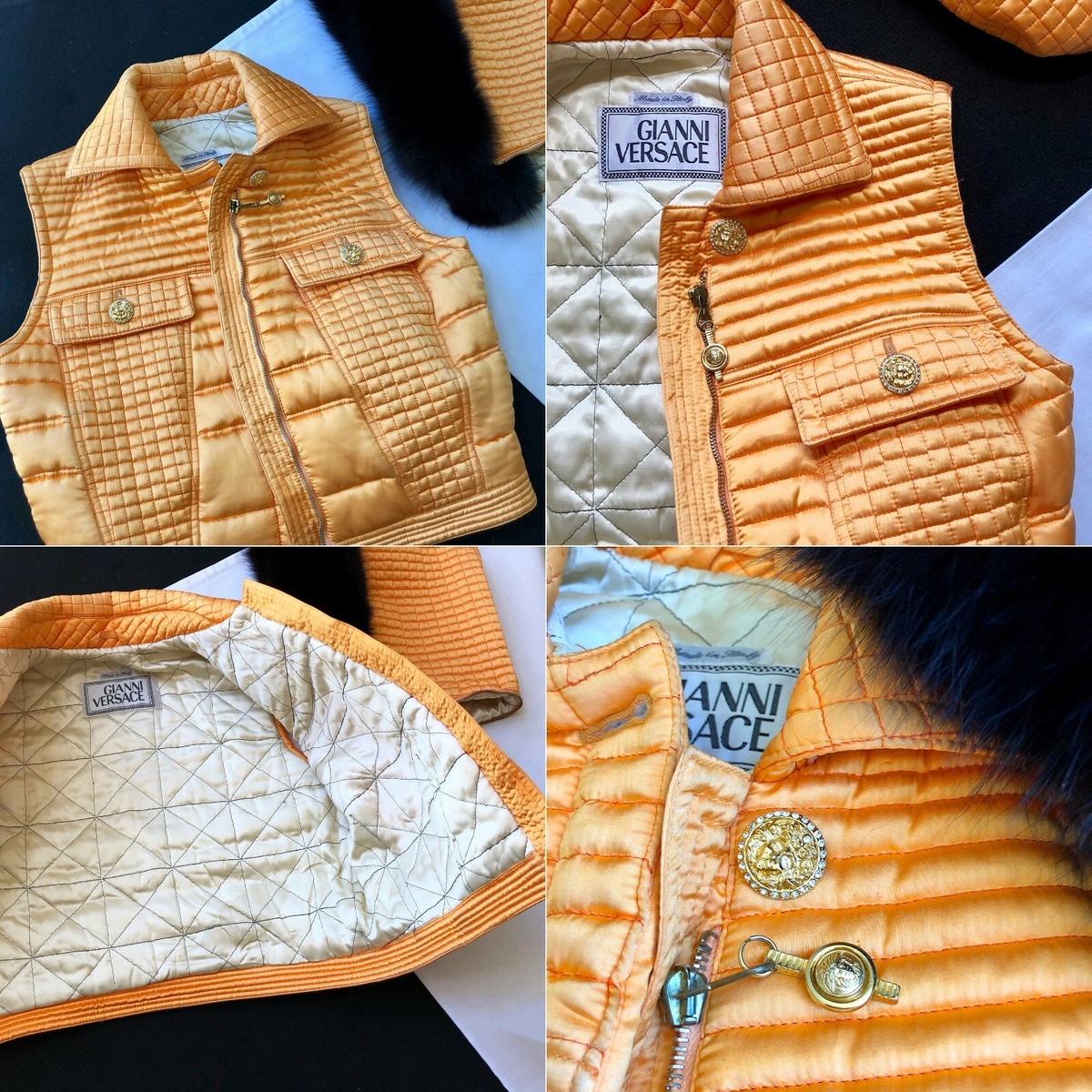 1992/93 GIANNI VERSACE sleeveless quilted puffer jacket w