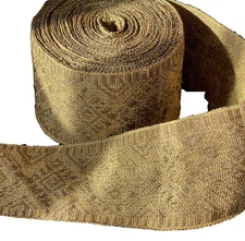 9 yds Extra Wide Antique 19th Century Ribbon Trim w/ Gold Metallic Threads ZZ052