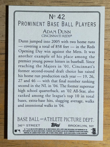 2005 Topps Turkey Red #42 Adam Dunn - Picture 2 of 2