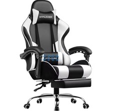GTPLAYER Gaming Chair with Footrest, Lumbar Support, Adjustable Height, Swivel