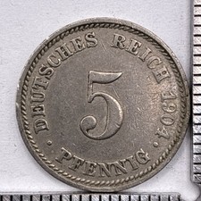 1904 D Germany 5 Pfennig - Extra Fine Details Free Shipping