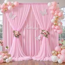 Baby Pink Tulle Backdrop Curtain 5x10 Ft Wrinkle Free 2 Layer Party Photo Drop