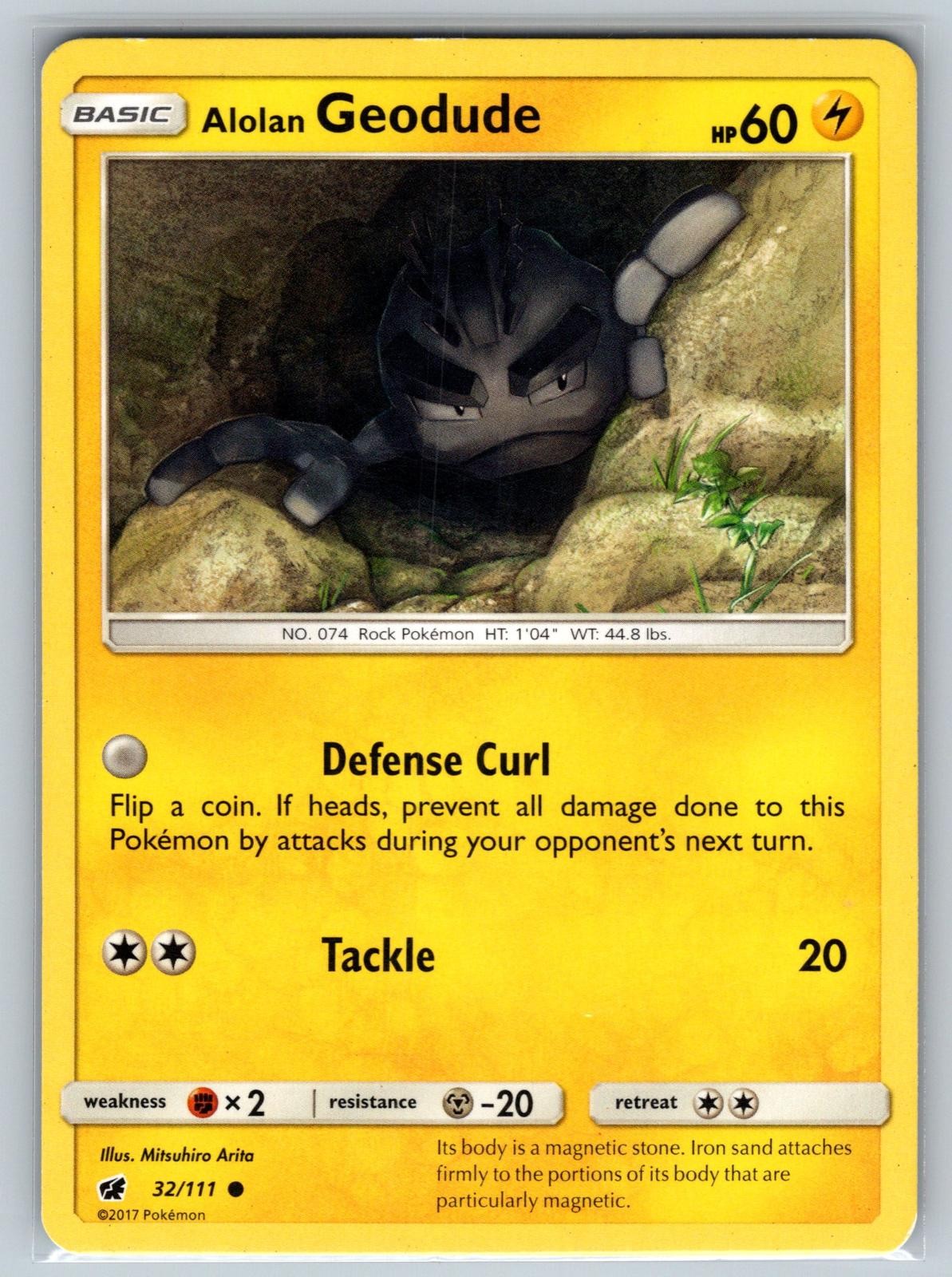 Alolan Geodude 32/111 Common Crimson Invasion Pokemon Lightly Played