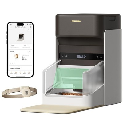 Petlibro RFID Futterautomat für Katzen, Stop Pets 43L x 19B x 31H cm, Kaffee 