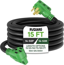 RVGUARD 50 Amp 15 Foot RV/EV Extension Cord, NEMA 14-50P/R Heavy Duty Cord