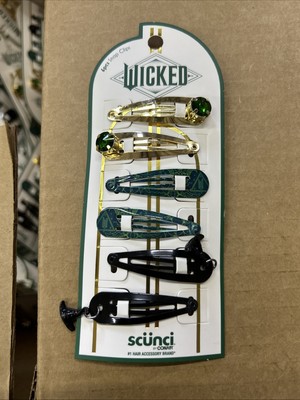 (10) Scuni By Conair -Wicked 6 Pc Snap Clips - Elphaba - Universal - 60 TOTAL PC
