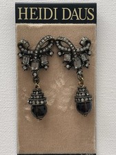 Heidi Daus Gorgeous Smoky Crystals, Gold Tone Metal Earrings, 5.3 Cm In Length