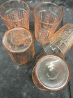 5 CABBAGE ROSE - SHARON - PINK DEPRESSION GLASS JUICE GLASSES