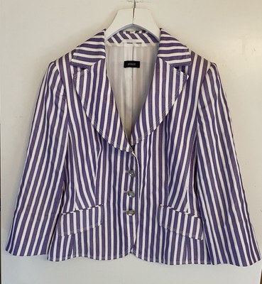 Basler Blazer Damen  Jacke Kostümjacke Gr. 40 Lila/Weiß Gestreift Top Zustand