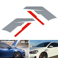 Calcomanías plateadas con rayas rojas para guardabarros de patilla lateral de conductor/pasajero para automóvil Alemania