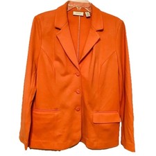 Chico's rayon nylon spandex three button jacket size large coral orange stretchy