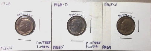 1968-P MINT STATE / 1968-D MINT STATE / 1968-S PROOF ROOSEVELT DIMES