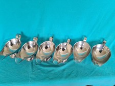 JOB LOT QTY 6 X VINTAGE STAINLESS STEEL GRAVY BOAT SAUCIERE  220ML CAFE/BISTRO