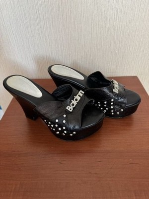 Women Baldinini heels black leather 37 #RCWL
